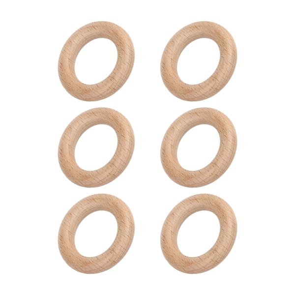 30 kpl puisia sormuksia keskeneräinen tukeva pyökki, hienoksi kiillotettu, helposti värjättävä makrame-sormukset käsityö-se-itse-koristeluun 5 cm/2,0 tuumaa