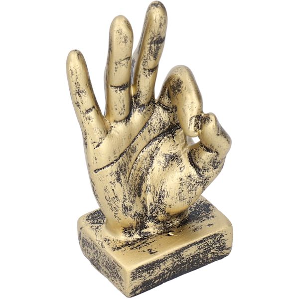 Harpiks Finger Statue OK Gest Skulptur Skrivebordsornamenter Hjem Retro Dekorasjon Messing Farge