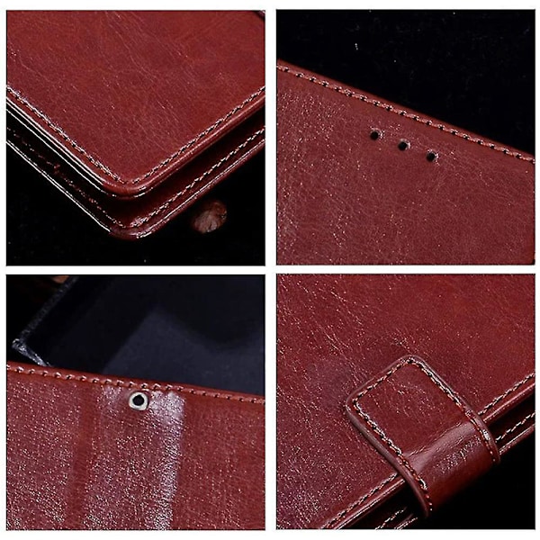 För Samsung Galaxy A15 5G Fodral Crazy Horse Textur Läder Plånboksfodral-B6 Brun