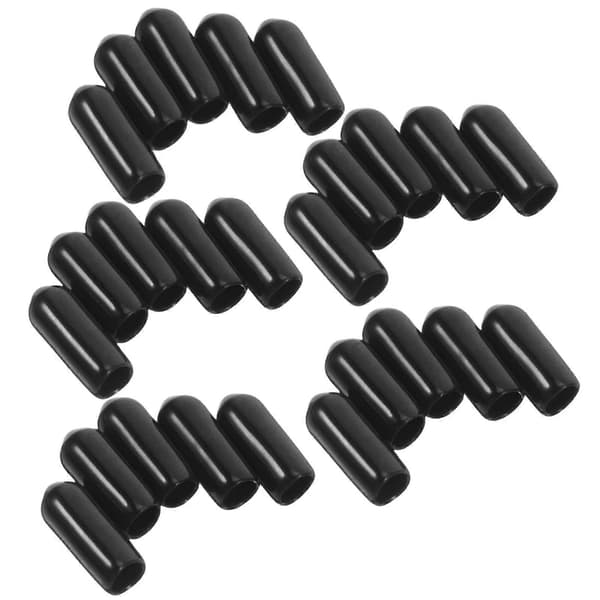 100 stk 5 mm sorte PVC-gevindhætter, fleksible endehætter til bolte, skruer, rør, møbler og elektrisk isolering
