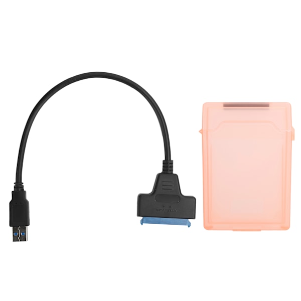 Harddiskadapterkabel 2,5 tommer SATA USB3.0 HDD/SSD konverterkabel med beskyttelsesboks rød