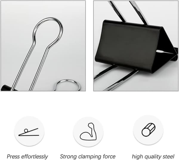 Paper Clips, 12 Pcs Metal Paper Clips, 15 mm Mini Office Clips, Foldable Clips for Office School Home Kitchen Stores