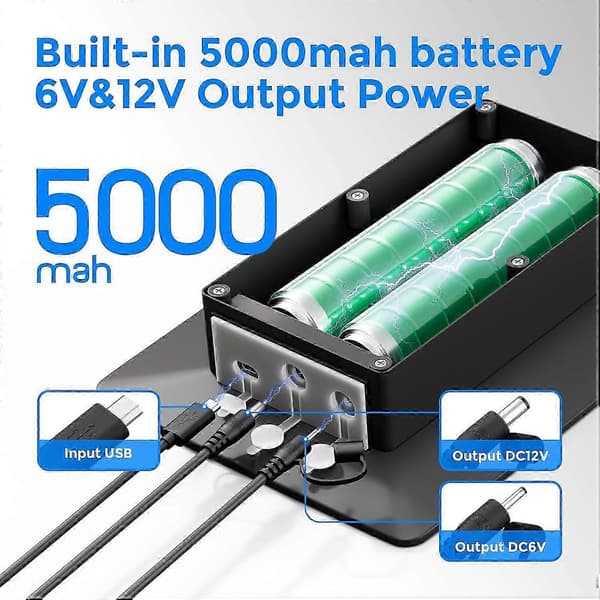 Solpanel til vildtkamera med 5000mAh batteri, 12V 6V dobbelt udgang, IP66 vandtæt, til jagt og vildmark