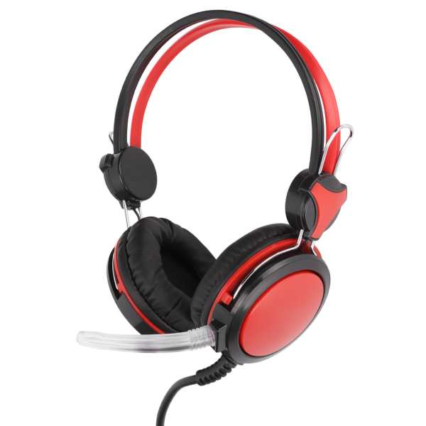 Gaming Headset Brusreducerande Stereo Ergonomisk trådad datorspelshörlur med mikrofon för PC Röd