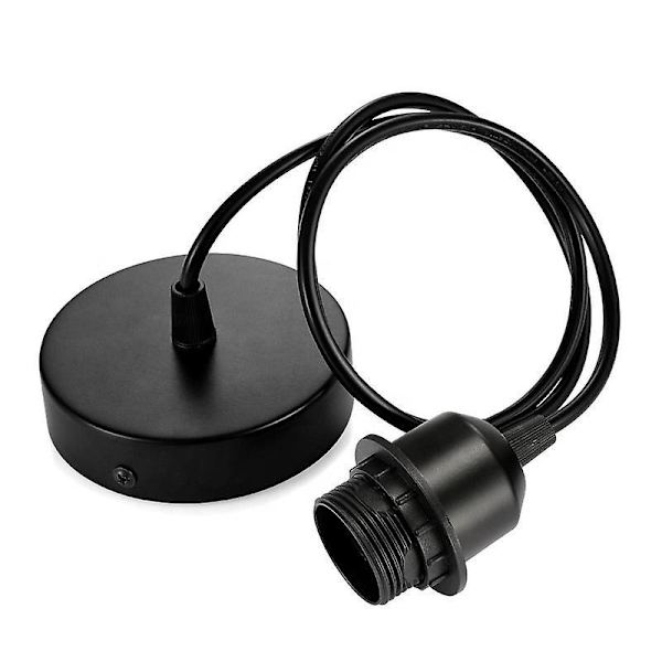 Justerbar svart tygkabel E27 upphängning med skruvring, 100 cm, kompatibel med lampskärm