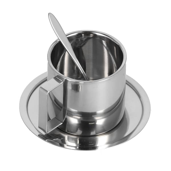 3 stk./sæt isoleret kaffekopsæt rustfrit stål dobbeltvæggede krus mælk te kop med underkop skesæt 280 ml