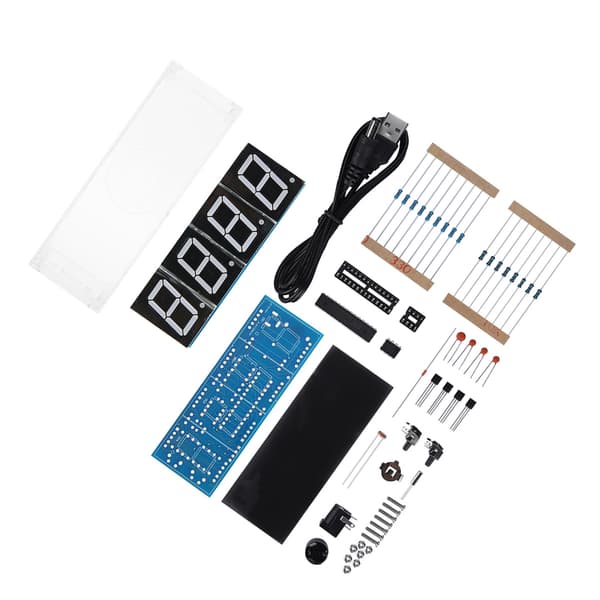 4-siffrig DIY Digital LED Klocka Kit Auto Visa Tid Temperatur Elektronisk DIY Kit Klocka Grön