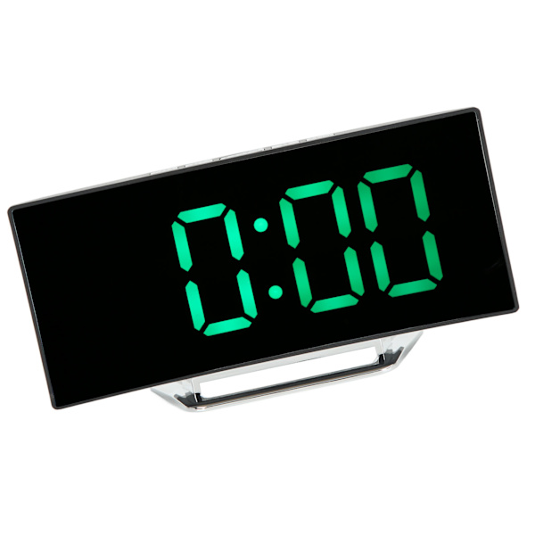 Digitalt vækkeur spejl Smart lysregistrering buet skærm LED-ur Digitalt temperaturdisplay vækkeur til studerende grønt lys
