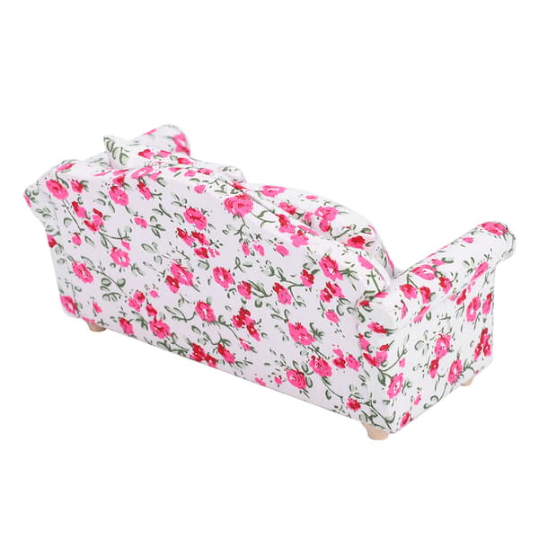 Dockhus Tillbehör Blommönster Mini Möbler Dubbelsoffa för 1/12 Skala Docka (#2)