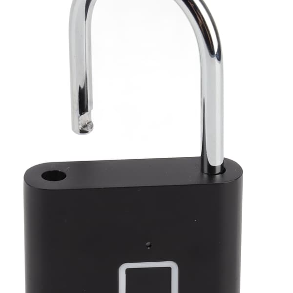Vandtæt fingeraftryks hængelås med USB-interface og 10 fingeraftryk lagerplads - Sort