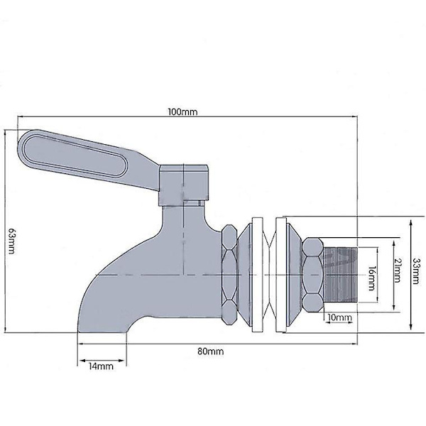 Drikkevareautomat i rustfrit stål Vandhane til Homebrew Barrel Fermentering Vinøl Spigot Juice Dispenser