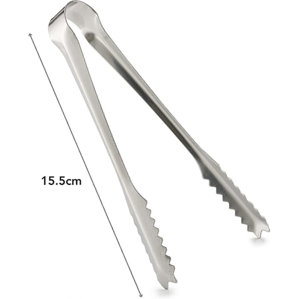Iskubetang i rustfrit stål | 15 cm / 7\" Perfekt til hjemmebar, pubber og restauranter (Sølvpoleret rustfrit stål)