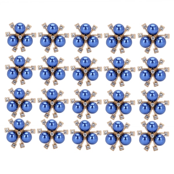 20 st pärlblommor strass DIY kläder manschett brosch mode smycken tillbehör blå