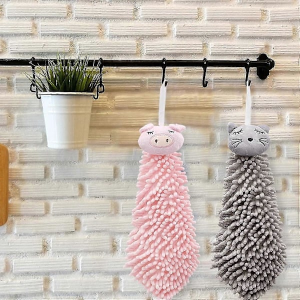 Tegneserie Chenille Håndklæder Sæt med 2 - Mikrofiber Håndklæder - Håndbold Hængende Håndklæder til Køkken_SZXM
