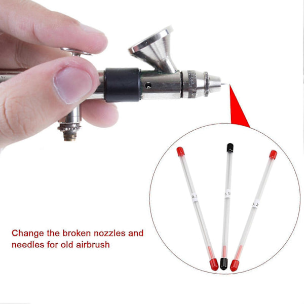 Airbrush Nåler Tupper Erstatningstilbehør - 3 stk. 0,2 mm, 0,3 mm, 0,5 mm Zekai