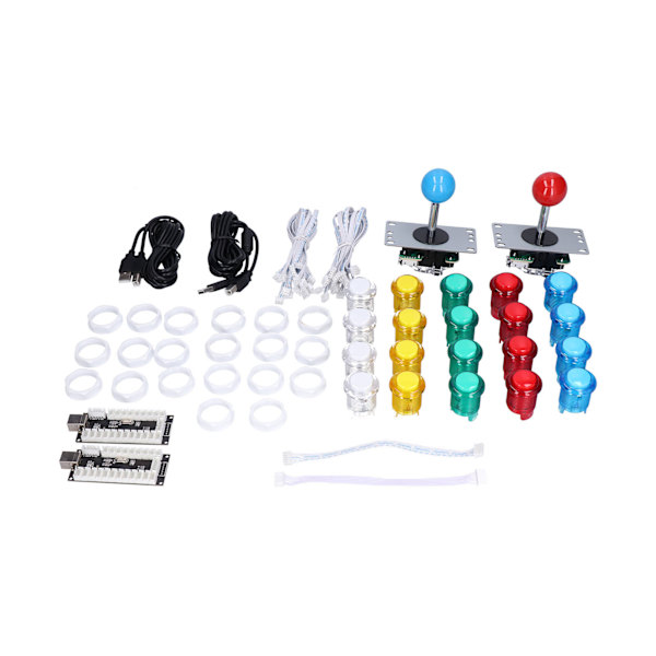 QM070906 Tvåspelarversion Arkadspel DIY-kit LED-knapp 8-vägs joystick för Windows Arkadspel