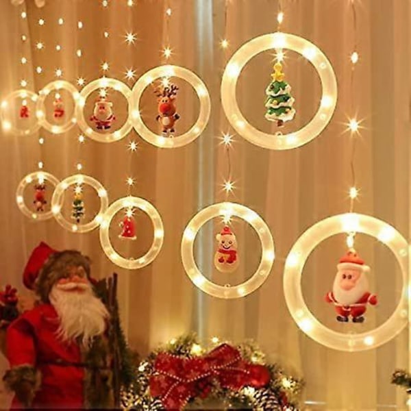 Juldekoration för fönster med önskekula, blinkande LED-lykta, stjärnklar julgransljusslinga, USB-istappsljus