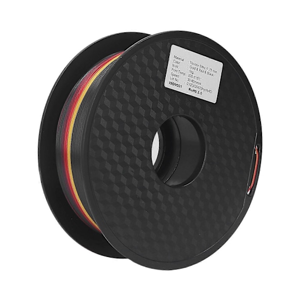 Silke Filament 1.75mm PLA Triple Farve Guld Rød Sort Stærk Hårdhed 3D Printer Filament