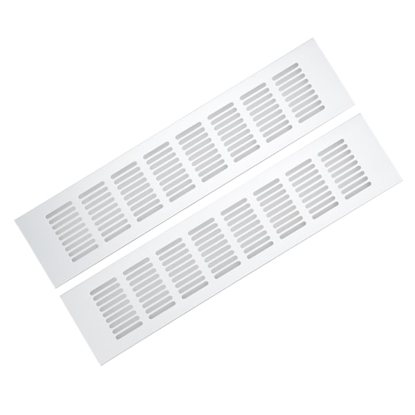 2 st luftventilationsgaller i aluminiumlegering, rektangulär ventilationslucka för skåp, skoskåp, garderob, 80 x 350 mm