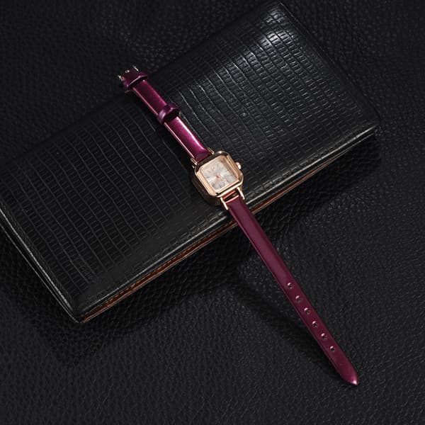 Moteriktig dame Quartz armbåndsur Analog PU-stropp armbåndsur (Lilla)