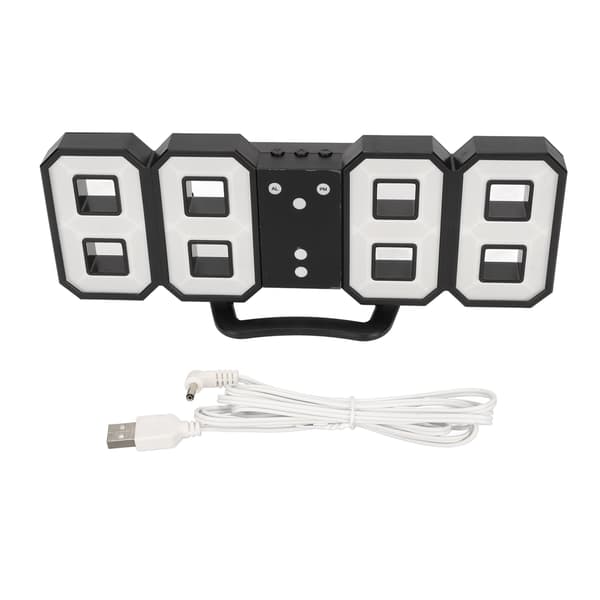 3D LED Digital Skrivbordsklocka Dimbar Snooze Tidsminne 12 24 Datum Temperatur LED Väggklocka