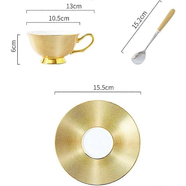 Keramisk Kaffekopp, Keramisk Tekopp, Trendig Engelsk Stil Kort Eftermiddagste Kaffekopp Fat Set Benporslin Delikat Gyllene Tazas Tasse Cafe