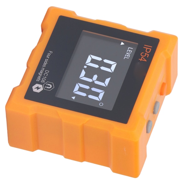 IP54 Vinkelmåler 4x90° LCD Digital Display 4 Side Stærk Magnetisk Vinkelmåler Inclinometer 360° 1300mAh Orange