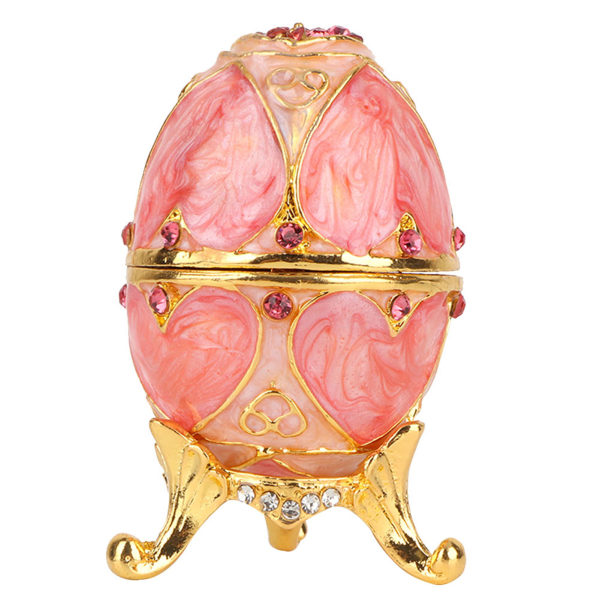 Vintage emaljeret påskeæg Diamante smykker Organizer Trinket Box Dekoration Gift