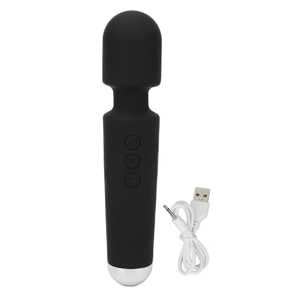 Håndholdt mini vibrerende stav USB-opladning 20 tilstande 8 hastigheder Reducer ømhed Mini Kraftig håndholdt massager Sort