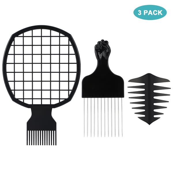 Hårkam 3st för 1 set Afro Comb Metall Pick Comb Frisyrsverktyg