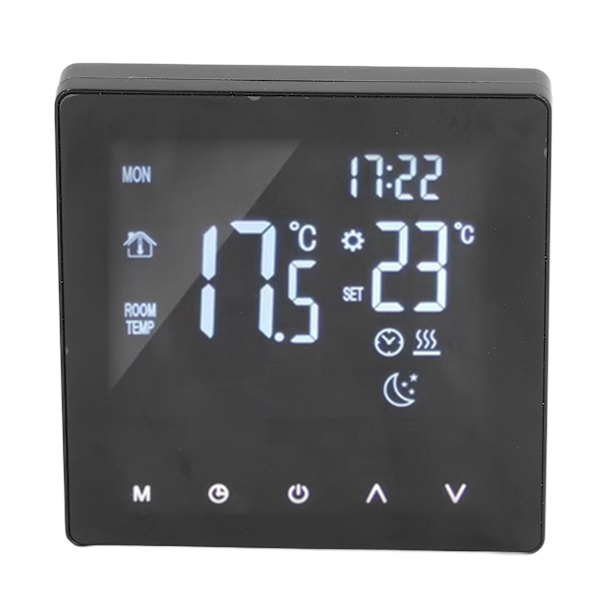 Digital termostat LCD-skærm programmerbar smart touch-skærm gulvvarme kedelcontroller sort AC90‑240V K2MRH3A