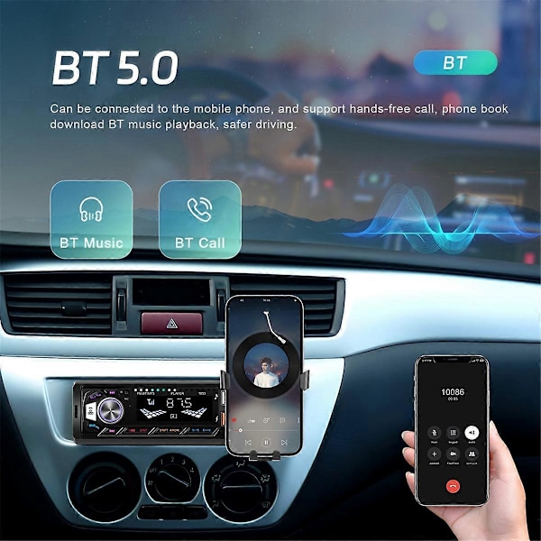 Auton radio Bluetooth Single Din Autoradio, tukee FM/MP3/AUX