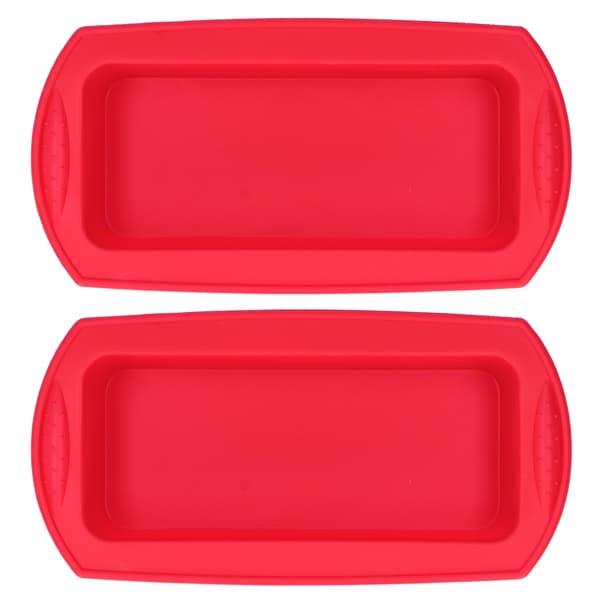 2 st rektangulär silikonkakform brödform bakverktyg 2lb kakformar tillbehör röd