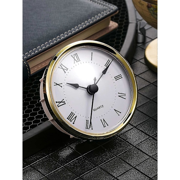 Rund Klockinsats 3-1/8 Tum (80 mm) Quartz Urverk Romerska Siffror Guld Kant (guld Kant)