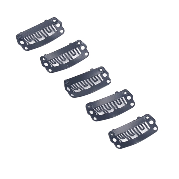 100 st U-formade Perukclips 2,3 cm, 6 Kamtänder, Rostfritt Stål, Svart, Peruktillbehör, Snabbkamclips för Hårförlängning