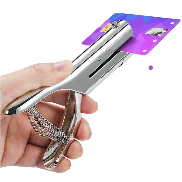 Tung Stansklippare, Bärbar Handhållen Pappers- och Kartongstans, Silver, 1/4 tum till 6 mm