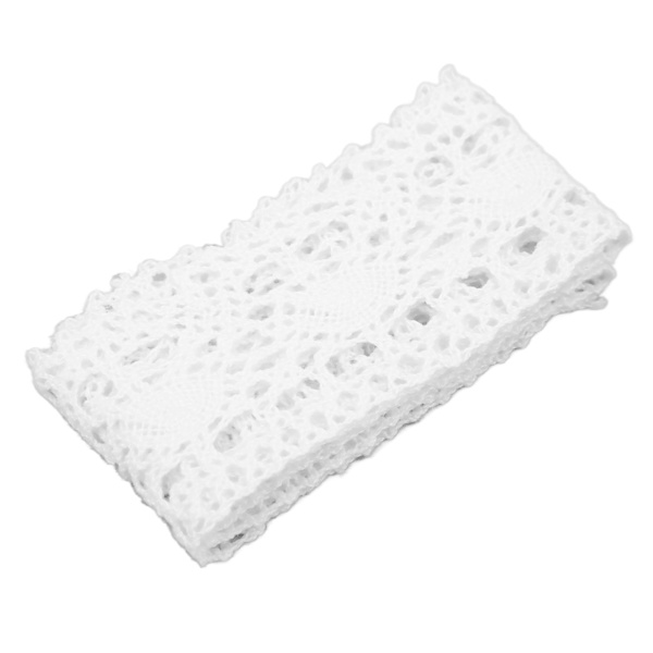 Spetsband DIY Bomulls Nät 4cm Bredd 10 Yards Utsökt Tyg Spets Trim för Gardin Kläder Duk Present Dekoration Vit
