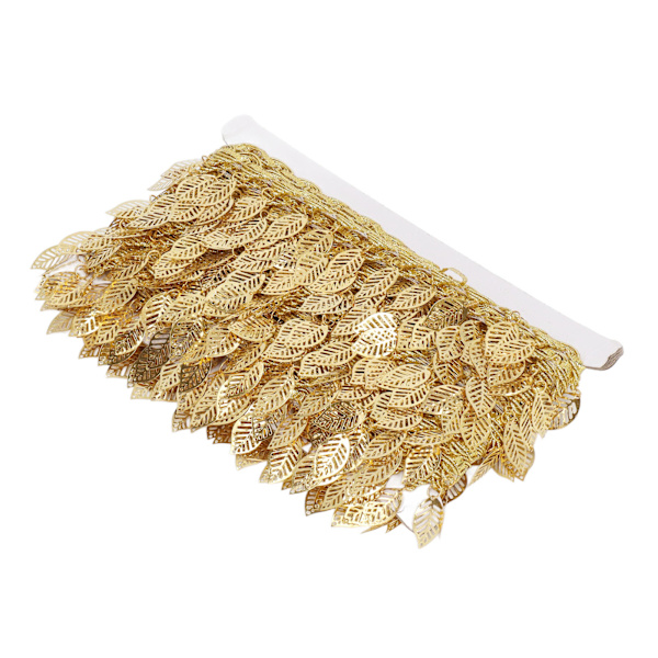 Guld blad girlang 10 meter gnistrande metall blad band trim för DIY trim dekorationer ihålig bladform