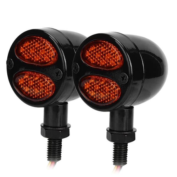 Motorcykel LED Blinklys Bremselygte Metalskal Blinker Blinklys 12V 4 Ledninger Sort