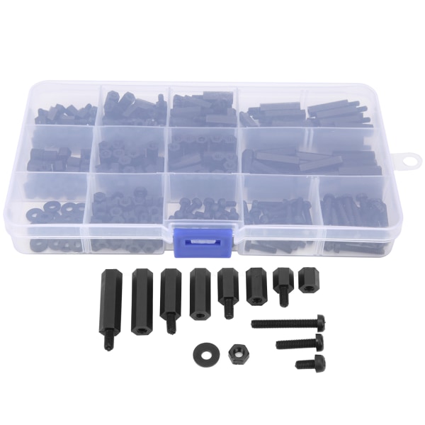 Skruvmutterbultsats Set M3 Nylon Hex StandOff Sortimentssats Boxed Fastener Black