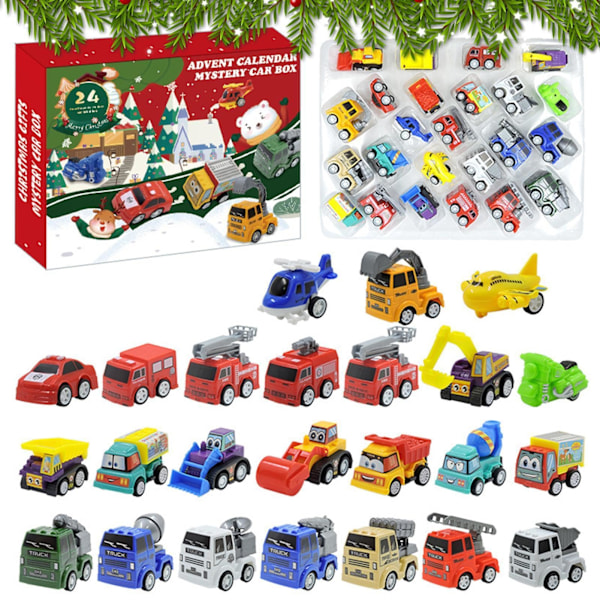 Joulukuun alaslaskuautot - 24 osainen kuorma-auton adventtikalenteri, opetusleluja, joululahjoja