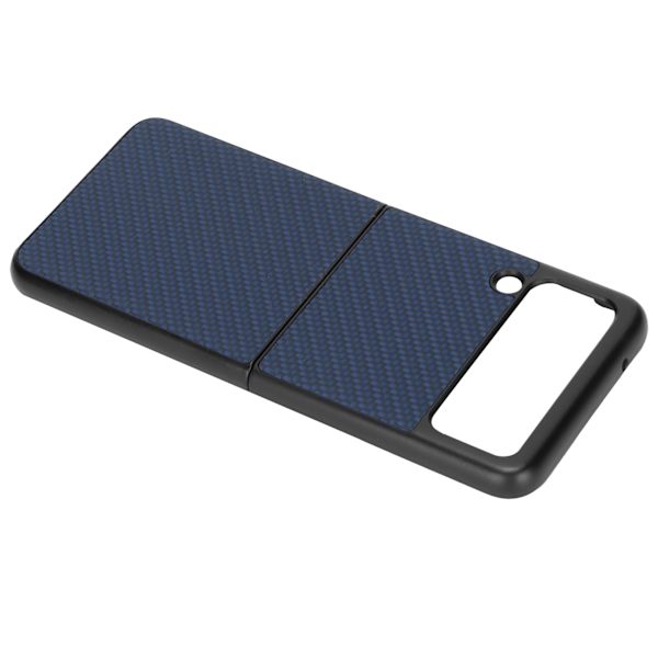 Foldbar telefonetui i kulfibermønster til Samsung Galaxy Z Flip 3 beskyttelsescover Blå