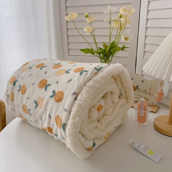 100x150cm Plaid Tæppe Dobbeltsidet Vinter Blødt Varmt Børn Orange