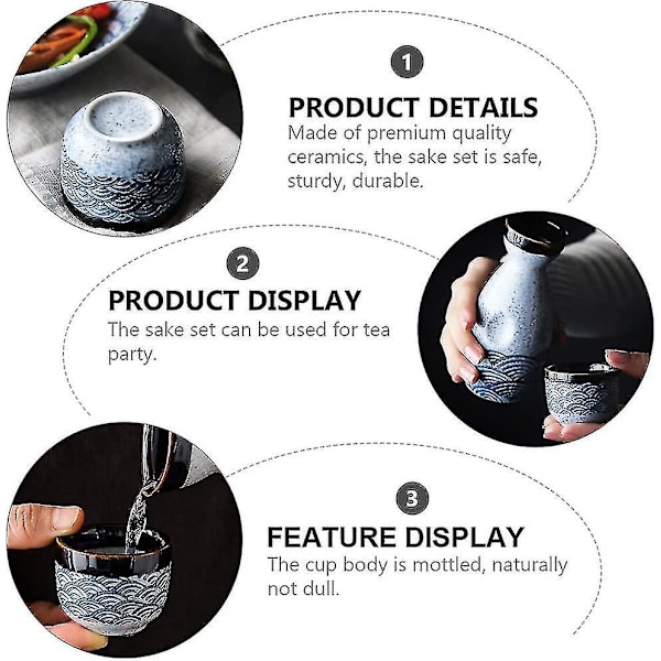 Japansk Sake-set med 1 Keramisk Karaff och 4 Koppar