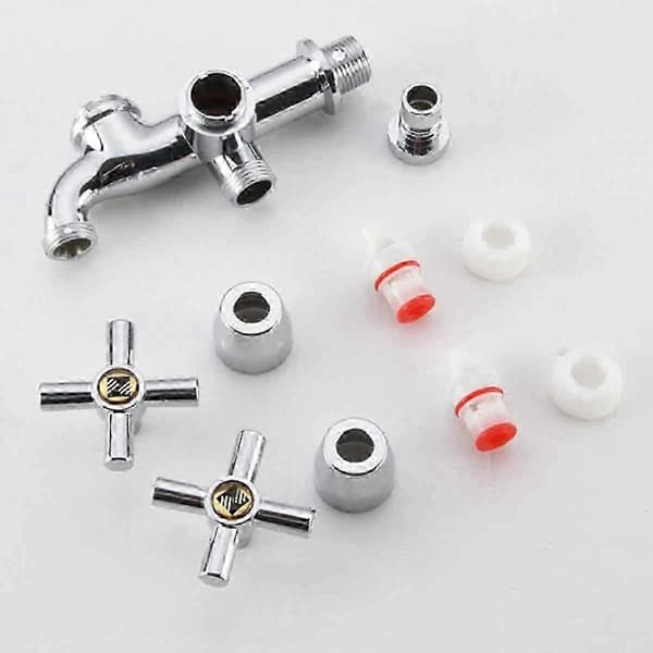 G1/2 Water Tap with Cross Handle and Double Spouts for Washing Machine