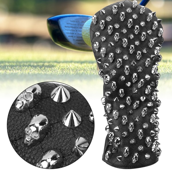 PU Vedenpitävä Golf Putter Cover Club Protection Headcover Supplies Skull Rivet SilverL