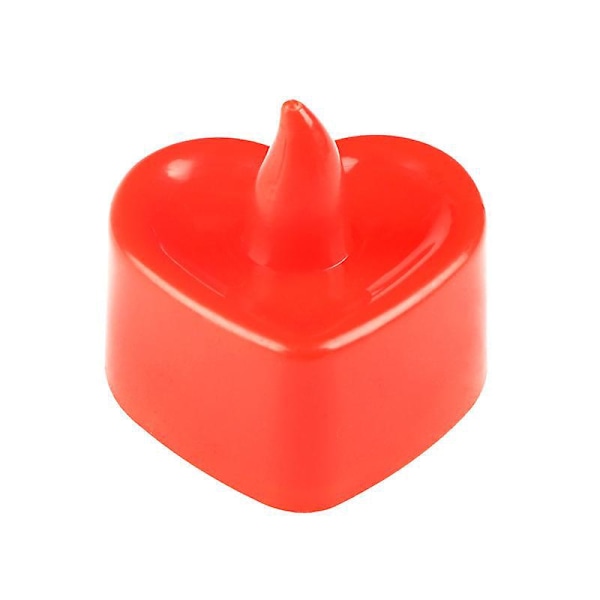 LED Heart-Shaped Candles for Valentine's Day, Weddings, and Parties (Red Light, Red)