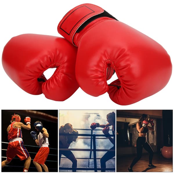 Andningsbara boxningshandskar i PU-läder för barn Sanda Sparring Sandsäck Mitts Träningsutrustning Röd