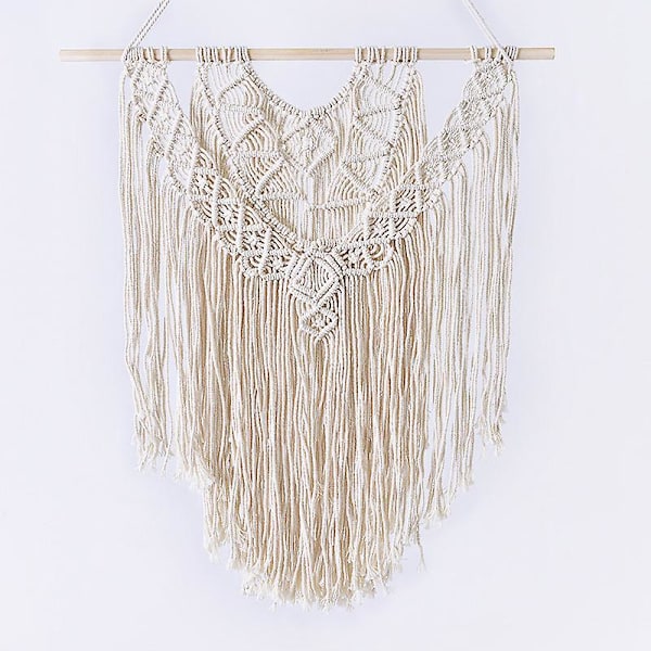 1 st Macramé Väggbonad, Väggdekoration Handvävd Väggtapet Inomhus Utomhus Bröllop Vardagsrum Sovrum Dekor (Beige)