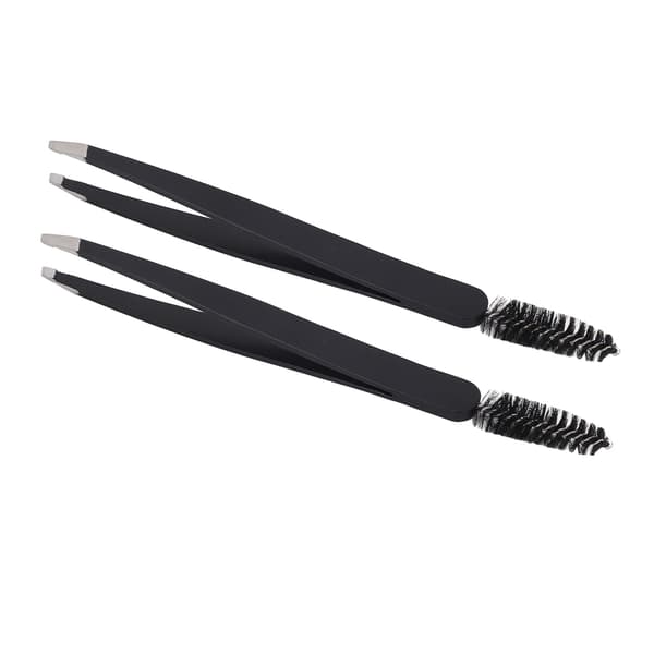 2 STK Øjenbrynspincet Sort Rustfrit Stål Ergonomisk Design Øjenvippepincet til Makeup
